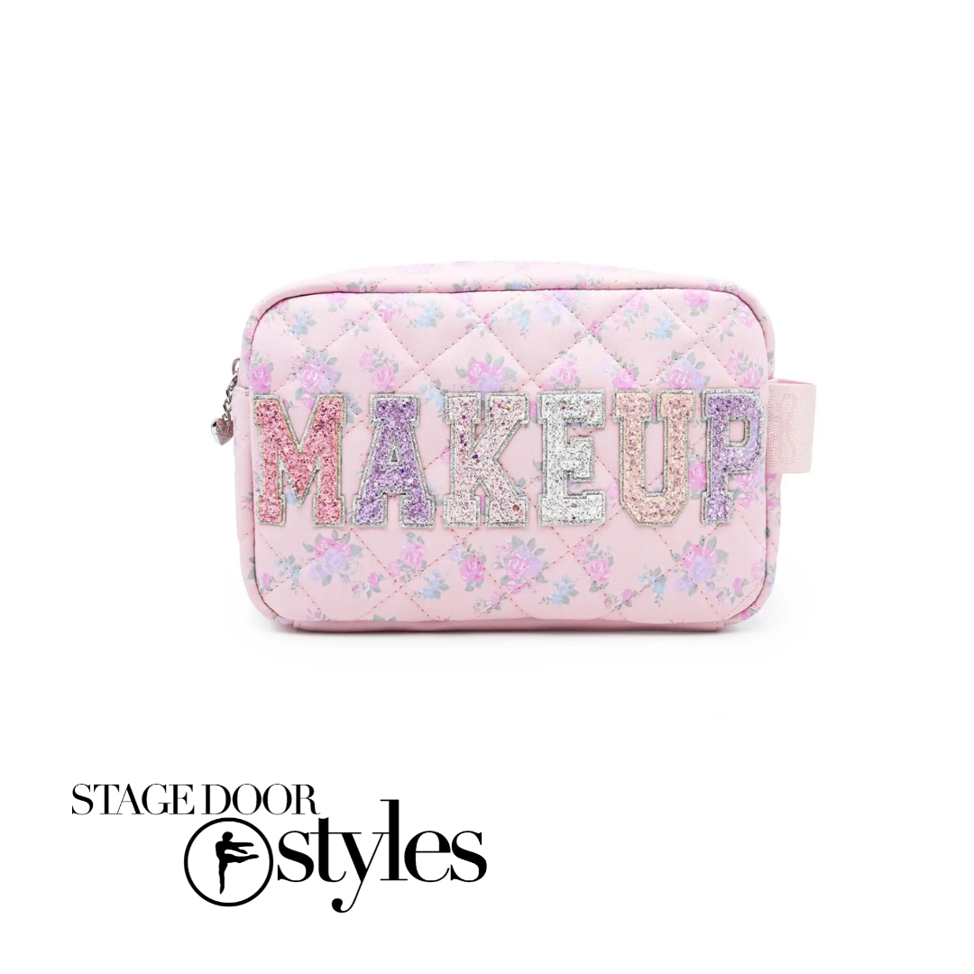 'MAKEUP' Quilted Floral Printed Pouch