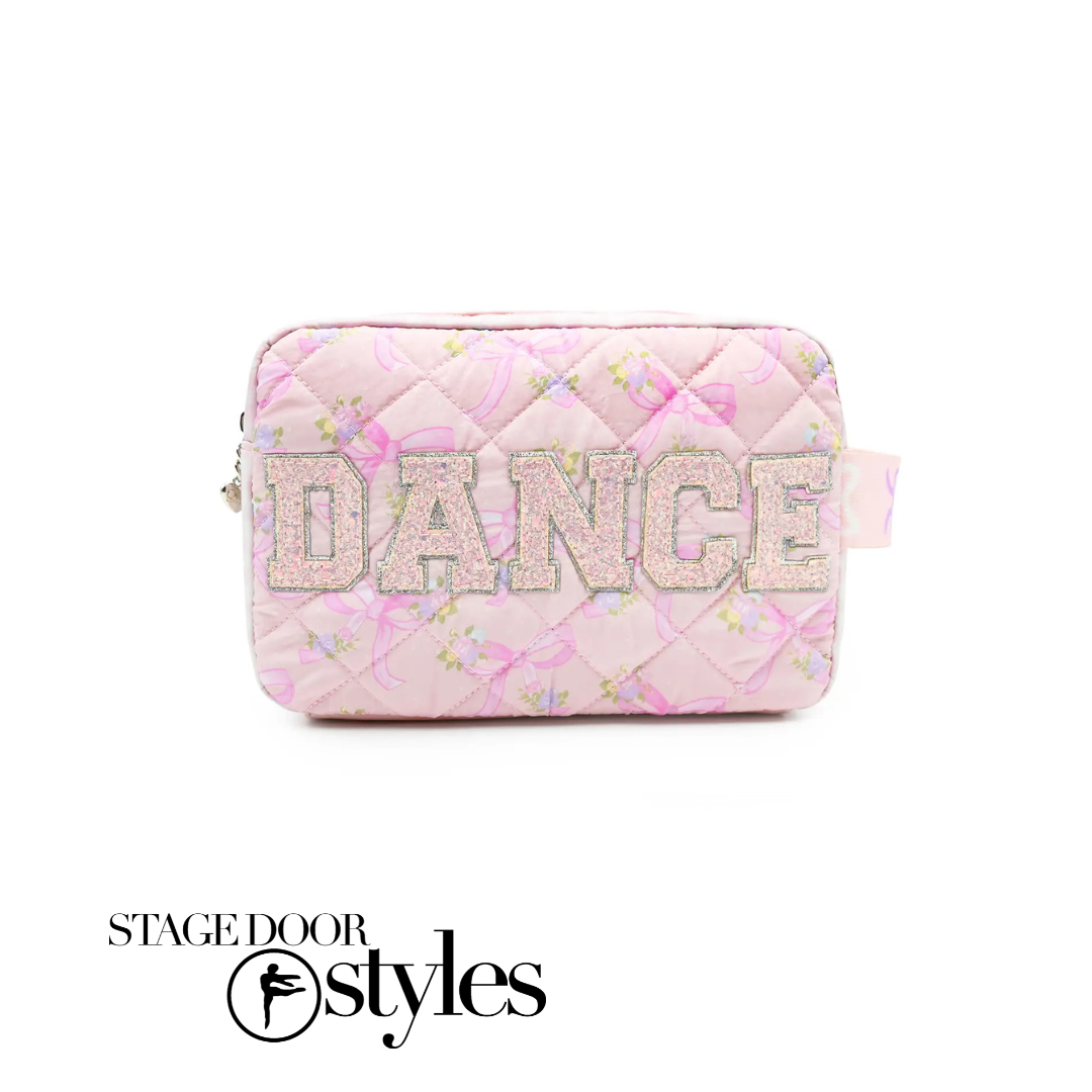 DANCE' Floral Bow Printed Quilted Pouch