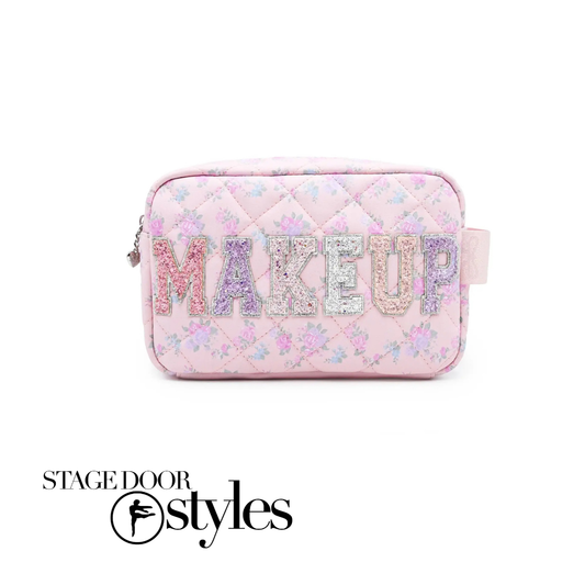 'MAKEUP' Quilted Floral Printed Pouch