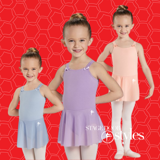 Kids Cotton Bow Strap Leotard Dress